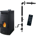 Sannover - po�le � granul�s hydraulique etanche anita 21 kw noir + kit d'installation