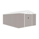 Abri de jardin en métal 15, 16 m² - kit d'ancrage inclus - taupe Abri de jardin en métal 15, 16 m² - kit d'ancrage inclus - taupe