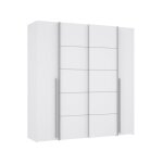 Armoire narago - dcor blanc mat - 2 portes coulissantes + 2 portes battantes + 2 penderies - l200 x ...