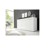 Sans marque - buffet basico - dcor blanc laqu brillant - 3 portes - l160 x p42 x h85, 8 cm