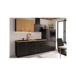 Sans marque - cuisine complete aya - d�cor noir - l 280 x p 60 x h 214 cm - plan de travail inclus