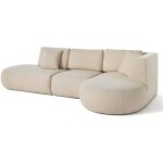 Lisa design - santorini - canap� modulable d'angle droit - 5 places - en tissu textur� - beige
