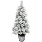 Sapin de no�l artificiel vert floqu� enneig� dans un pot argent� h 100 cm - feeric christmas