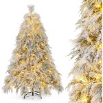 Sapin de noël artificiel 192 cm, 519 branches avec 250 led blanc chaud, aiguilles de pin, feuilles de ... Sapin de noël artificiel 192 cm, 519 branches avec 250 led blanc chaud, aiguilles de pin, feuilles de ...