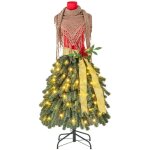 Sapin de noel artificiel au look mannequin de tailleur avec echarpe amovible et baies rouges