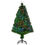 Sapin de nol artificiel lumineux 120h cm fibre optique led multicolore + support pied 130 branches toile ...