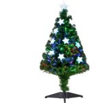 Sapin de nol artificiel lumineux 90h cm fibre optique led multicolore + support pied 90 branches toile ...