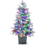 Sapin de noël artificiel lumineux led 100 cm, sapin de noël en pot floqué de neige, 148 pointes en pvc ... Sapin de noël artificiel lumineux led 100 cm, sapin de noël en pot floqué de neige, 148 pointes en pvc ...