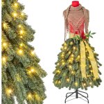 Sapin de nol artificiel pr - clair de 150 cm, arbre de nol mannequin avec jupe, 248 pointes de branches, ...