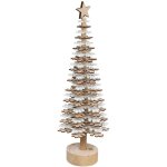 Sapin de noël en bois forme flocon blanc et naturel h 40 cm - feeric christmas Sapin de noël en bois forme flocon blanc et naturel h 40 cm - feeric christmas