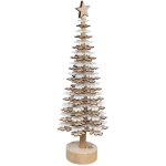 Sapin de nol en bois forme flocon blanc et naturel h 40 cm - feeric christmas
