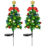 Sapin de nol  nergie solaire, 2 pices sapin de nol avec guirlande lumineuse solaire, sapin de nol ...