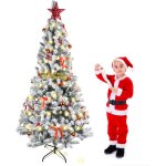 Sapin de nol neige 180cm avec 600 branches - dj dcor de boules et ornements dors flocage blanc ...