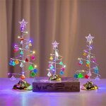 Sapin de no�l de table, lumi�re de sapin de no�l en m�tal en spirale de cristal avec pendentif en forme ...