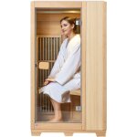 Sauna en bois infrarouge lointain, cabine sauna spa a domicile pour 1 personne, faible emf, porte en ...