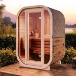 Sauna tonneau finntherm ellipso s naturel bois thermique, 42 mm paisseur de paroi 136 x 119 cm