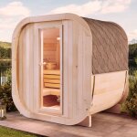 Sauna tonneau scandicube mini xs naturel , 42 mm paisseur de paroi 210 x 160 cm - finntherm