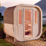 Sauna tonneau scandicube mini xs naturel , 42 mm paisseur de paroi 210 x 160 cm - finntherm