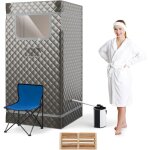 Sauna � vapeur portable, tente sauna portable vapeur 3l avec temp�rature 9 niveaux, cadre inox, chaise ...