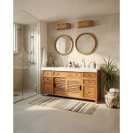 Savanna - meuble de salle de bain en teck avec marbre terrazzo