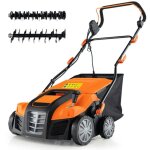 Scarificateur electrique de 41 cm et amp aerateur de pelouse scarificateur 15a 2 en 1 avec reglage en ...