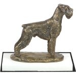 Schnauzer, schnauzer i - statuette de chien, figurine sur socle blanc, trophe pour une exposition canine ...