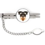 Schnauzer, schnauzer - pince � cravate g�om�trique avec photo et inscription art - dog