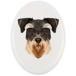 Schnauzer, schnauzer - une plaque avec une photo et une inscription g�om�trique par art - dog