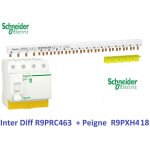 Interrupteur diffrentiel resi9 4p 63a 30ma - ac + peigne 3p + n - 18 m schneider r9prc463 + r9pxh418 ...