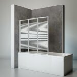 Pare - baignoire pliant, pivotant, 127 x 120 cm, sans percer schulte 3 volets, verre 3 mm, d�cor s�rigraphi� ...