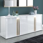 Sciae - buffet 4 portes avec led 200, 5x57x87 cm chêne et blanc - munst Sciae - buffet 4 portes avec led 200, 5x57x87 cm chêne et blanc - munst