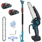 Scie � perche sans fil 2 en 1 pour l'�lagage d'arbres, mini tron�onneuse �lectrique de 15 cm avec rallonge ...