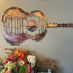 Sculpture murale abstraite en mtal pour guitariste en fer - dcoration murale rtro pour cour intrie ...