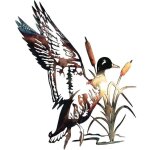 Sculpture murale d'oiseau en m�tal, artisanat en m�tal animal, d�coration murale design moderne