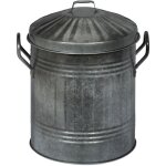 Seau � cendres avec couvercle, 10 litres, fer galvanis�, r�cipient pour charbon, chemin�e, po�le, argent ...