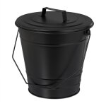 Seau  cendres, avec couvercle et anse, 7 litres, en fer, pour la chemine ou le pole, noir - relaxdays ...