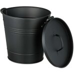 Seau a cendres en metal noir avec couvercle - 19 litres