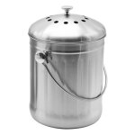 Seau compost inodore en acier inoxydable pour cuisine - poubelle compost cuisine - comprend filtres  ...