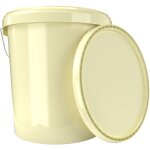 Fixedbyu - seau avec couvercle seau  vide en plastique poigne 15, 9l alimentaire lger ivoire