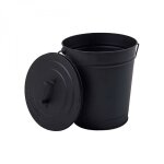 Seau, poubelle  cendres 12 l en mtal avec couvercle - noir - linxor