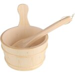 Seau de sauna avec louche, ensemble seau de salle de bain en bois naturel + louche pour sauna et spa, ...