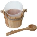 Jamais utilis] seau pour sauna avec louche hhg 561, accessoires pour sauna, pin 3, 5 l, marron clair ...