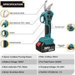 Scateur lectrique scateur ciseaux de coupe de branche sans fil 388vf 3000w 4 vitesses avec 2 batteries ...