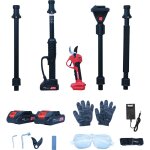 S�cateur �lectrique pro 1360 kg - perche t�lescopique, 3 modes de coupe, kit complet (2x batterie 2000mah, ...