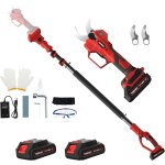 S�cateur �lectrique sans fil, diam�tre de coupe15 - 40mm, 2 m�tres perche t�lescopique, 2 2. 0ah batteries ...