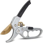 Sécateur jardin titane à crémaillère - poignée ergonomique antidérapant et sécurisé - 20 cm - gris Sécateur jardin titane à crémaillère - poignée ergonomique antidérapant et sécurisé - 20 cm - gris