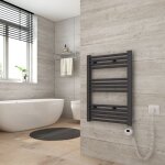 Sèche serviette électrique 140 x 50 cm, anthracite tubes ronds radiateur mural salle de bain avec timing ... Sèche serviette électrique 140 x 50 cm, anthracite tubes ronds radiateur mural salle de bain avec timing ...