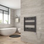 Sèche serviette électrique 140 x 60 cm, anthracite tubes ronds radiateur mural salle de bain avec timing ... Sèche serviette électrique 140 x 60 cm, anthracite tubes ronds radiateur mural salle de bain avec timing ...