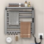 Sche - serviettes lectrique gris fonc 50x50cm, double couche 5 barres, contrle wifi, aluminium, chauffage ...