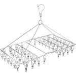 S�choir � chaussettes pliable avec 52 clous, support � v�tements rotatif en acier inoxydable, crochet ...